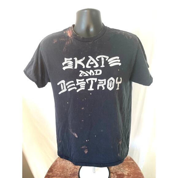 Skate and Destroy Bleach Distressed Graphic Tee Black XL - Picture 1 of 5